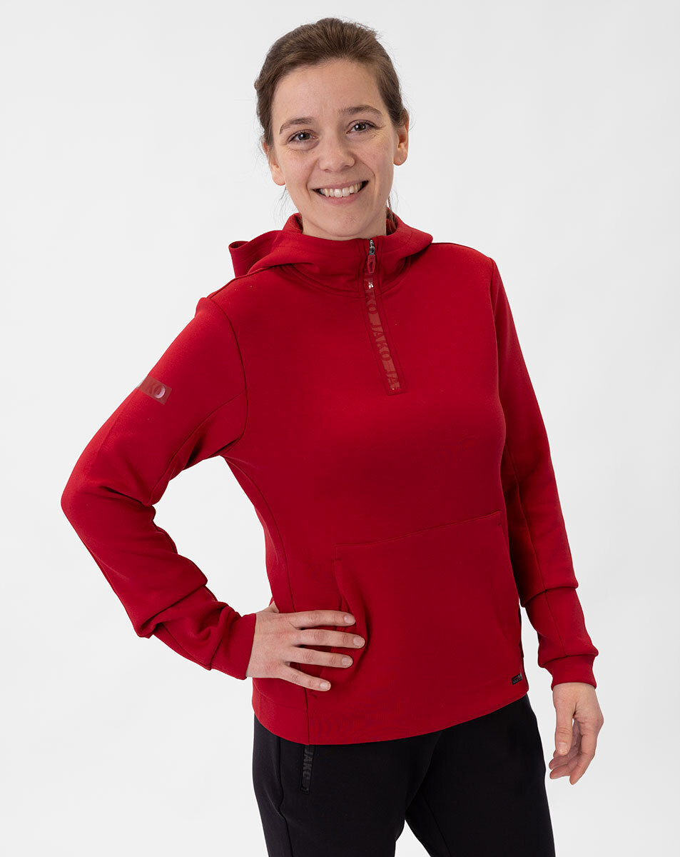 Jako Damen Zip Hoodie Pro Casual rot